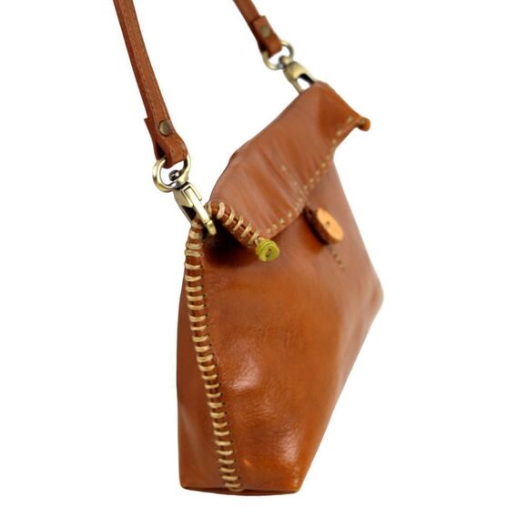 Fredd + Basha TAN BROWN GENUINE LEATHER FLAP SHOULDER BAG HANDBAG X-BODY PURSE - Picture 3 of 16